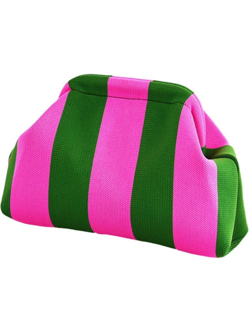 Women's Pink Green Clutch Purses Dumpling Striped Summer Beach Evening Handbag